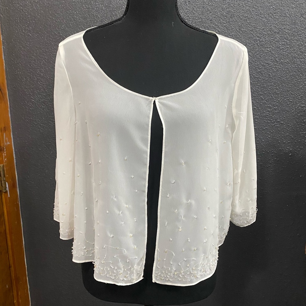Alfred Angelo Ivory Chiffon Dress Jacket with beading